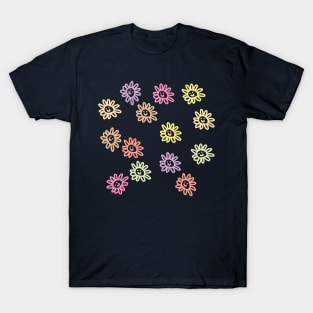 Pastel Daisy Flowers Smiley Face T-Shirt